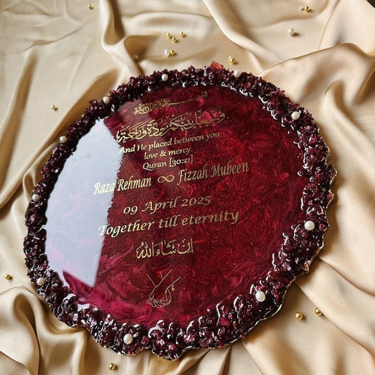 Resin engagement keepsake plate